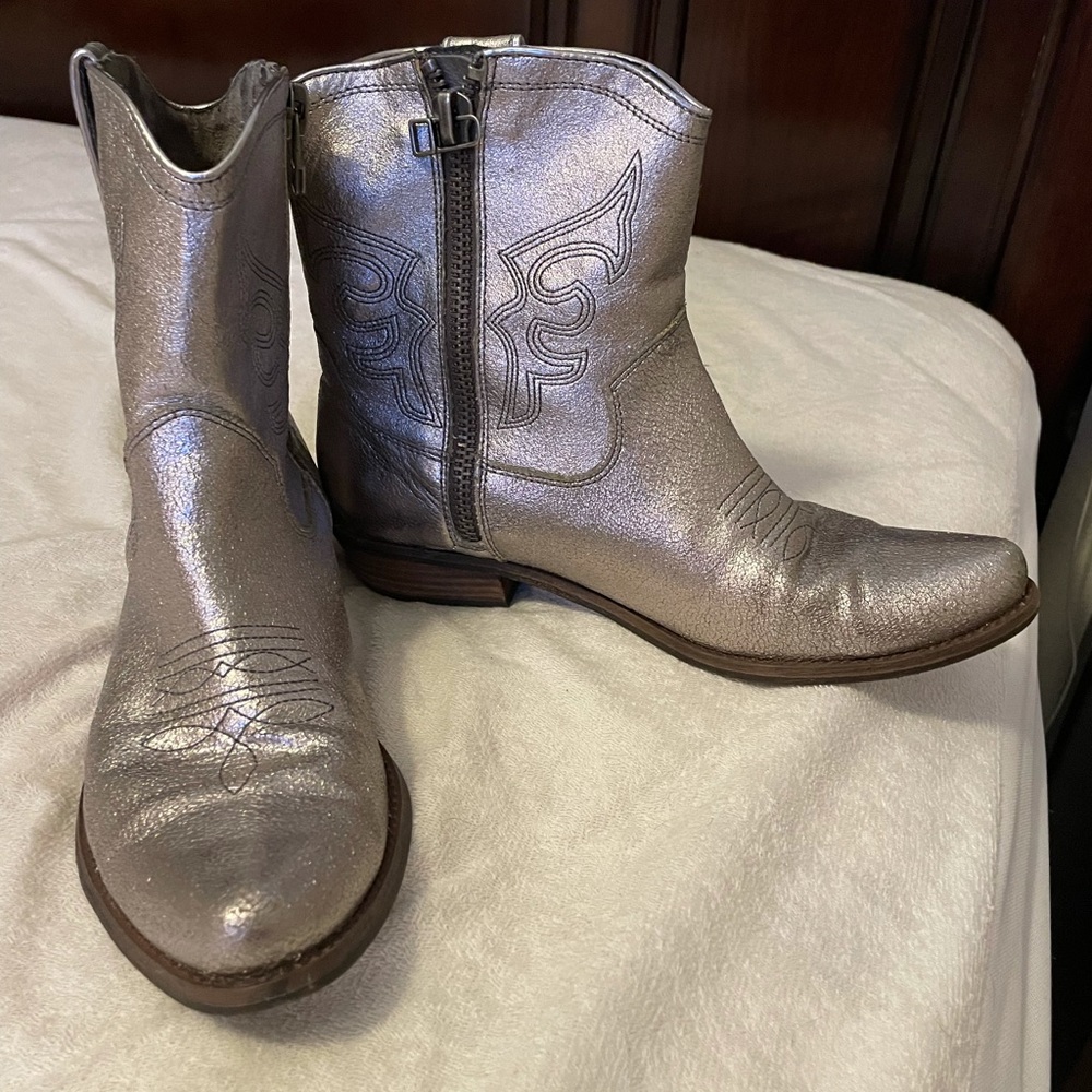 Silver Metallic Western Booties